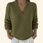 V-Neck Knit Jumper with Ribbed Trim