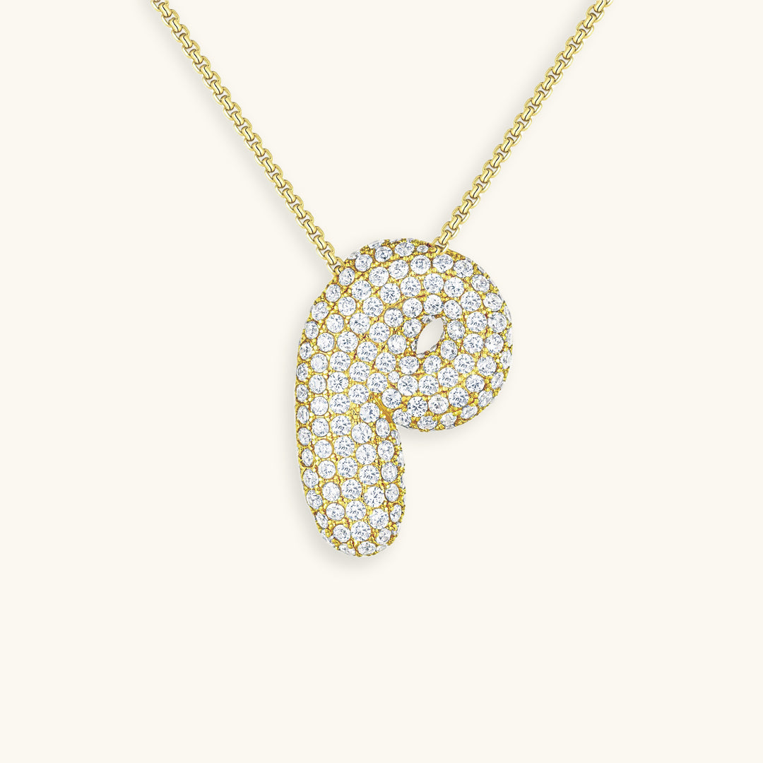 Pavé Bubble Initial Necklace with Sparkling Letter
