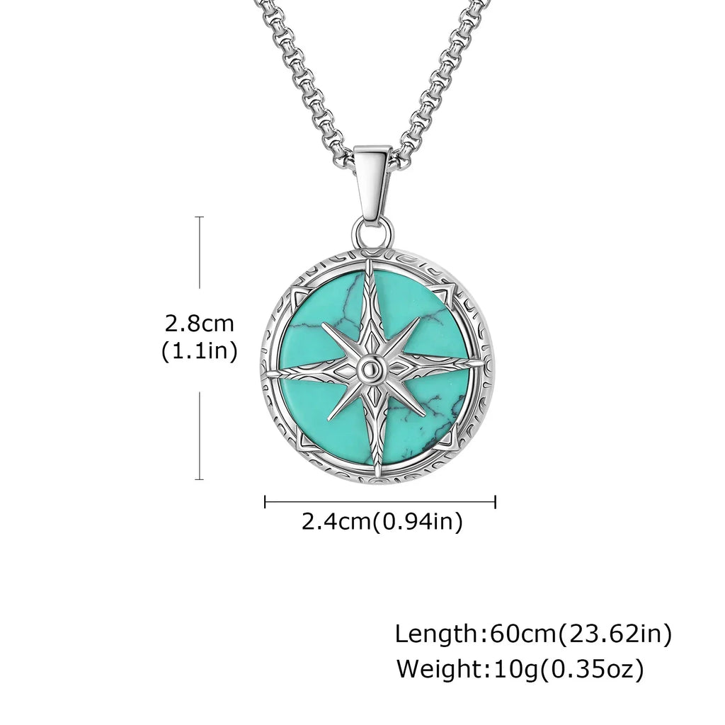 Blue-Green Stone Pendant Necklace Set for Layering