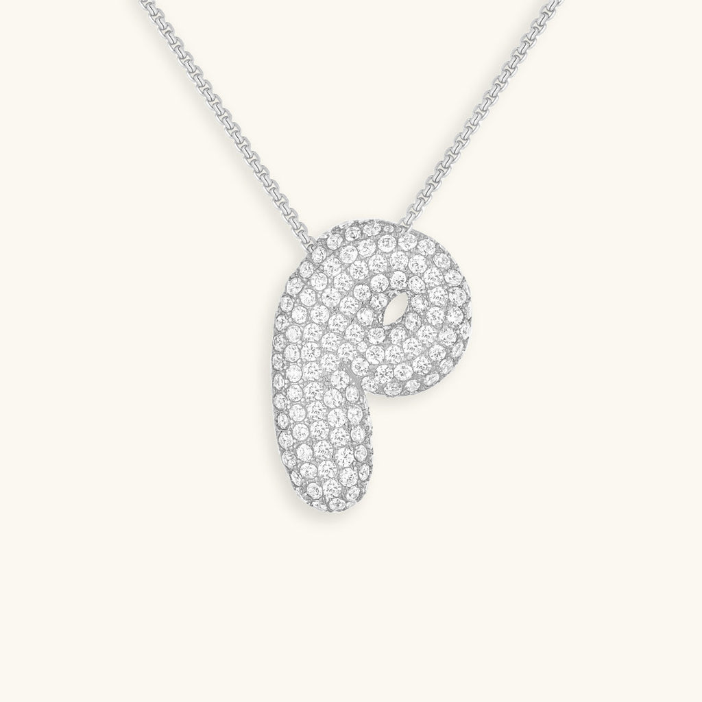 Pavé Bubble Initial Necklace with Sparkling Letter