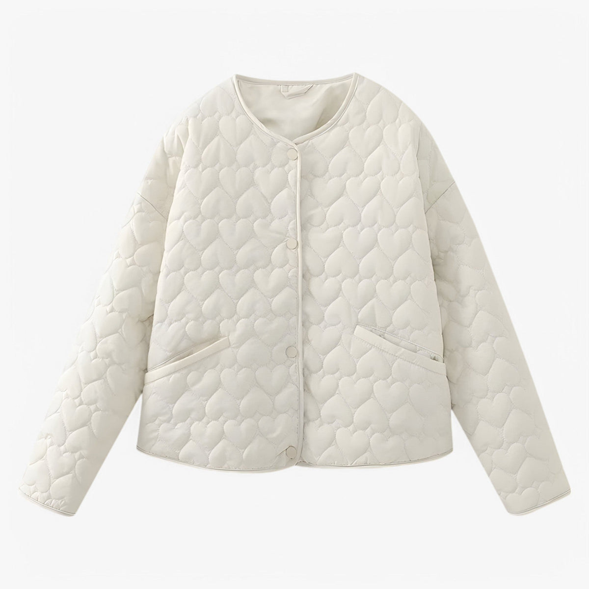 Quilted Round-Neck Jacket for Fall and Winter