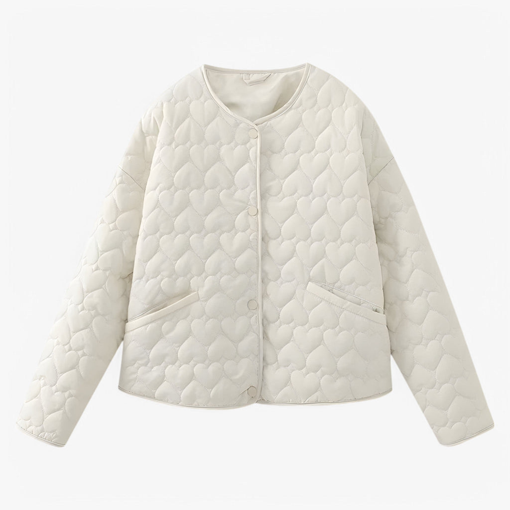 Quilted Round-Neck Coat for Colder Months