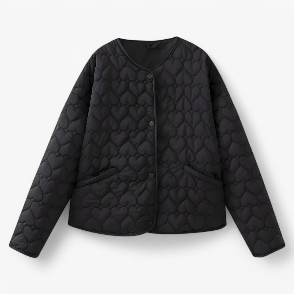 Quilted Round-Neck Coat for Colder Months