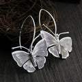 Vintage-Style Carved Butterfly Earrings in Silver Colour