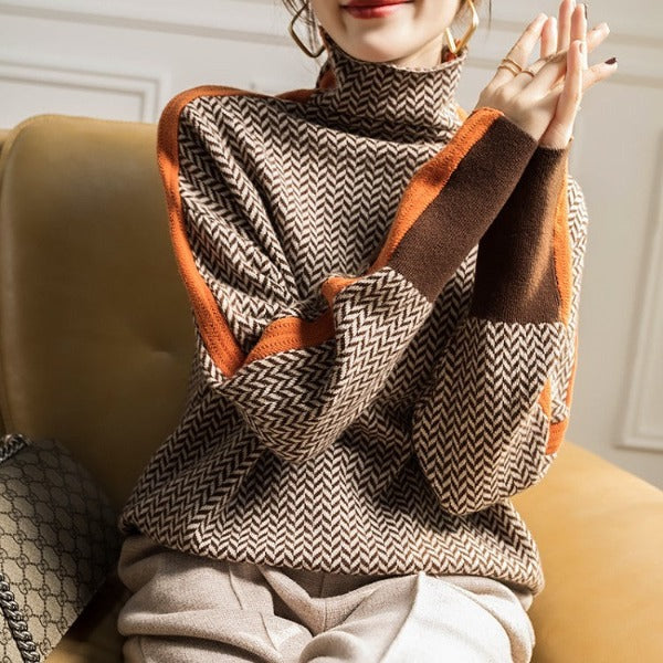 Striped Jumper with High Collar