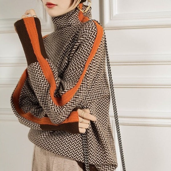 Striped Jumper with High Collar