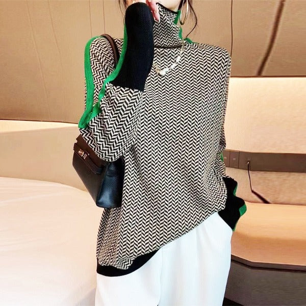 Striped Jumper with High Collar