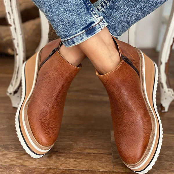Minimalist Leather Look Boots with Cushioned Footbed