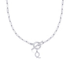 Paperclip Initial Necklace with Circle Toggle Clasp