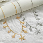 Starfish and Shell Pendant Necklace with Seaside Charm