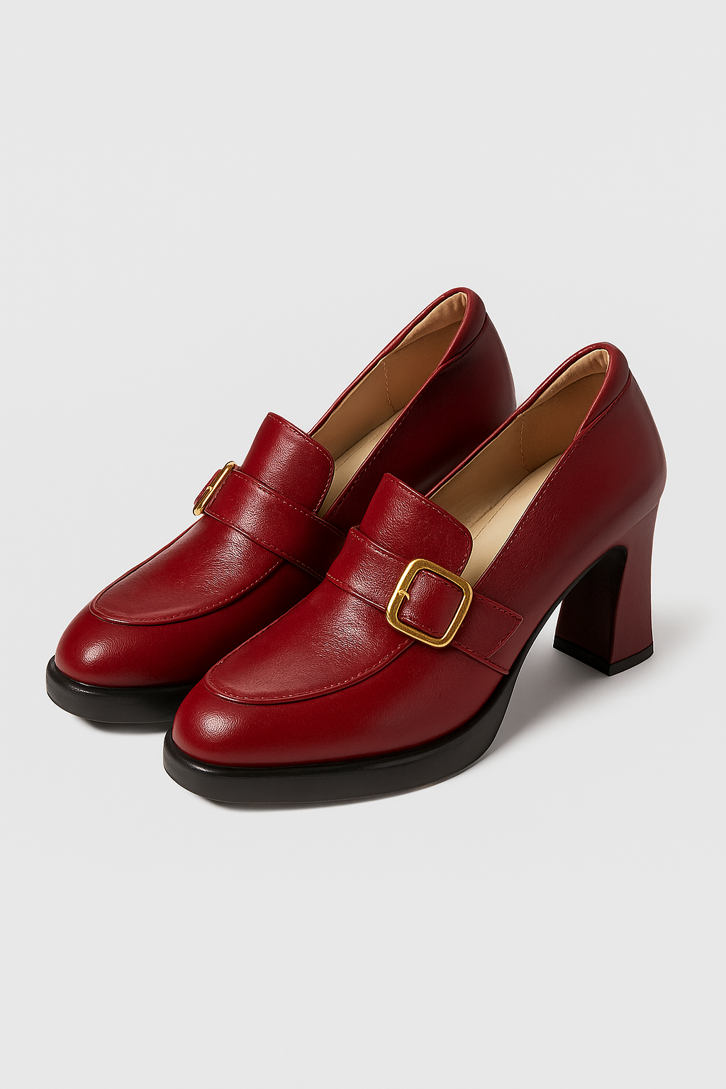 Zapatos de tacón ancho con un elegante detalle de hebilla para la noche