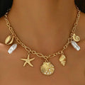 Faux Pearl Starfish Ocean Necklace in Two Styles with Beach Feel
