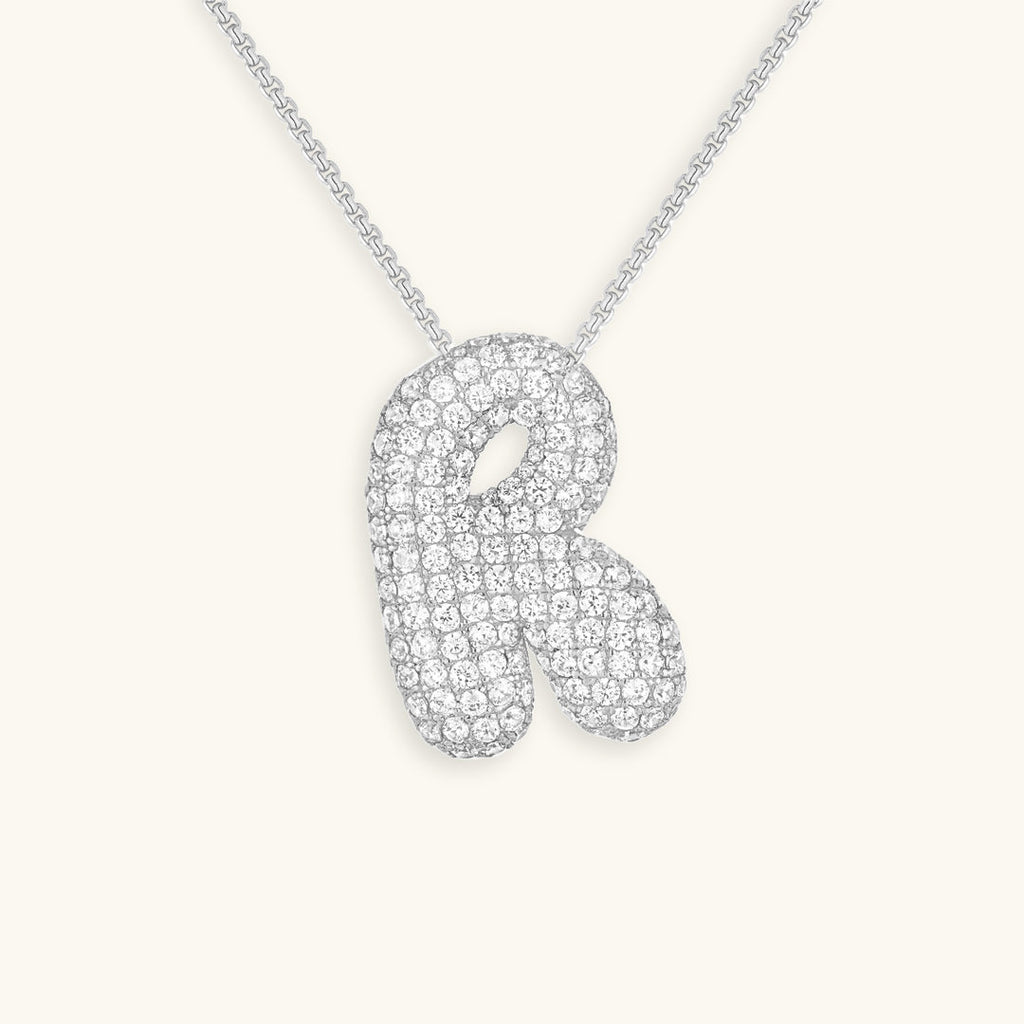 Pavé Bubble Initial Necklace with Sparkling Letter