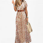 Long Boho-Style Paisley Print Maxi Dress with Straps