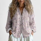 Retro Leaf Print Blouse with Soft Cut