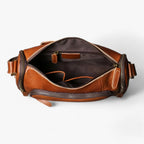 Vintage Structured Shoulder Bag with Multiple Compartments