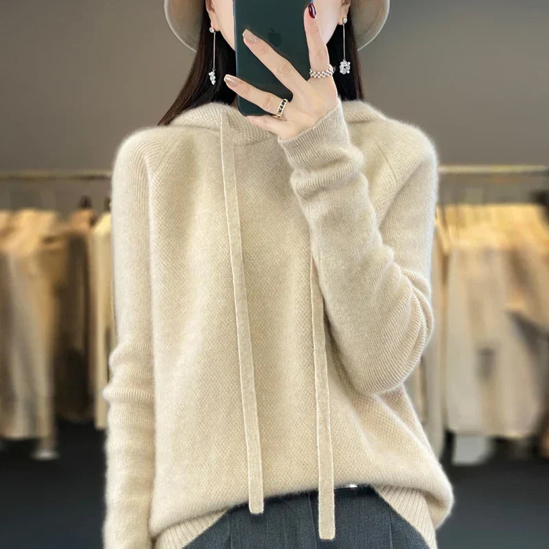 Hooded Sweatshirt with Collar and Soft Warm Feel