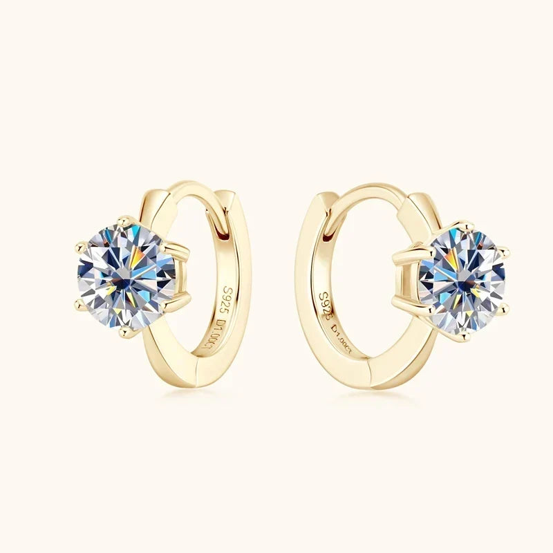 Six-Claw Zirconia Stud Earrings with Classic Setting