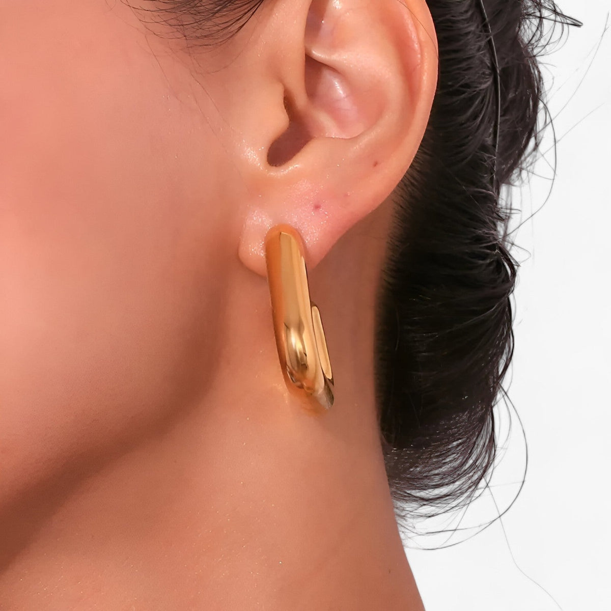 Gold-Tone Triangle Earrings in Stainless Steel
