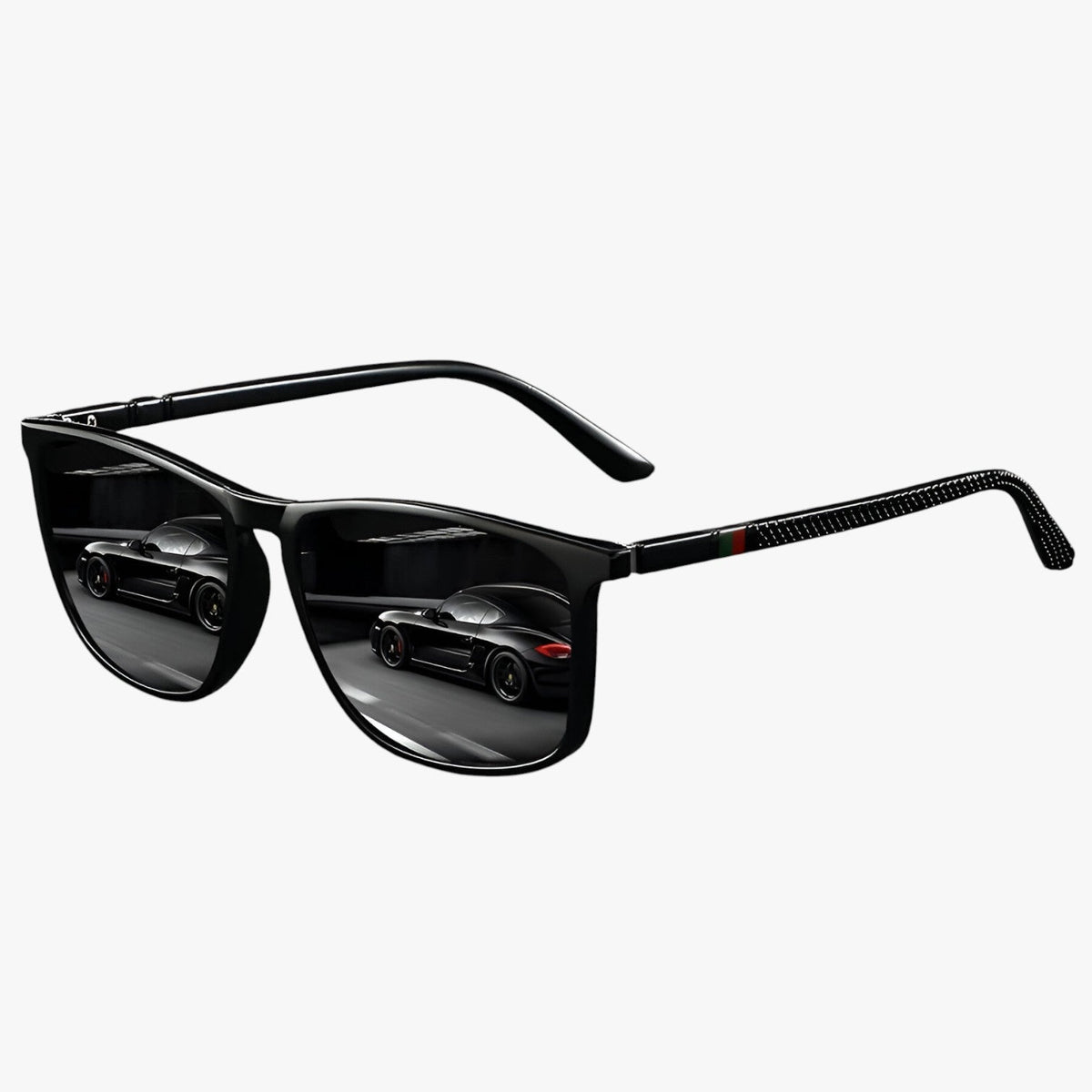 Vintage Striped Polarised Sunglasses with Retro Detailing