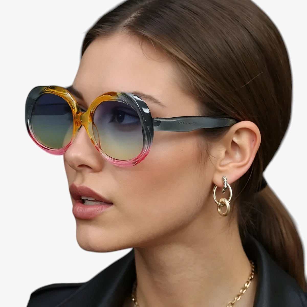 Oval retro sunglasses with a subtle punk-inspired edge
