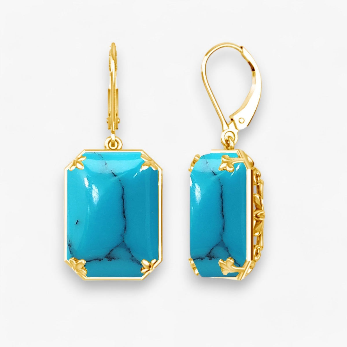 Gemstone Dangle Earrings with Gold and Silver Accents