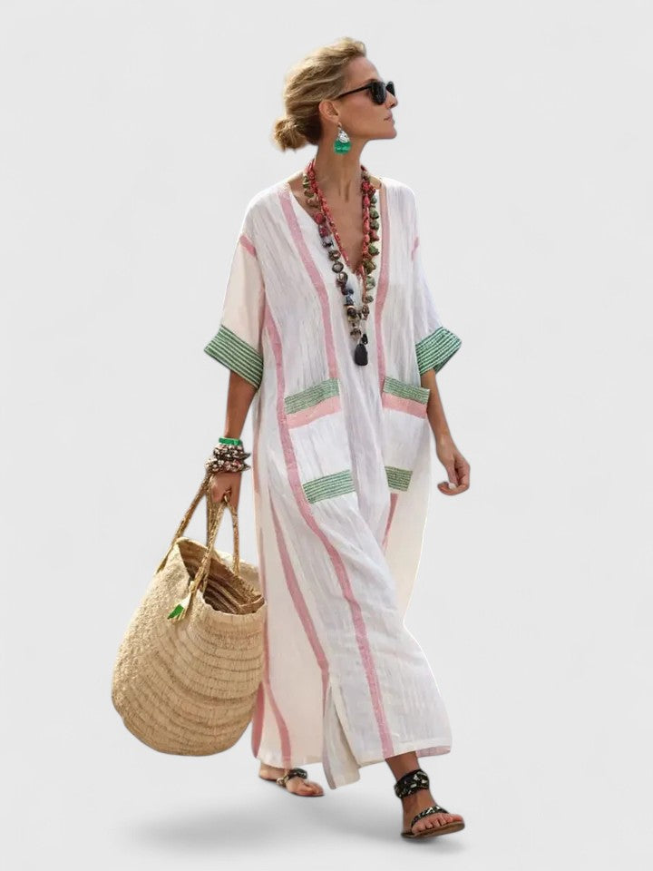 Two Tone Maxi Dress with Classic Silhouette