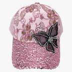 Shiny Denim Baseball Cap with Adjustable Back Strap