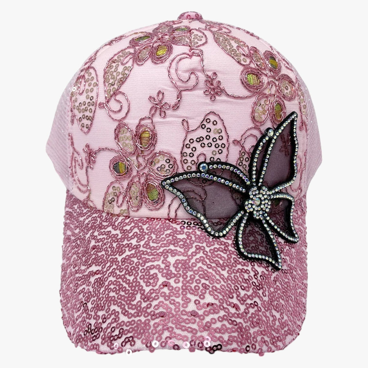Shiny Denim Baseball Cap with Adjustable Back Strap