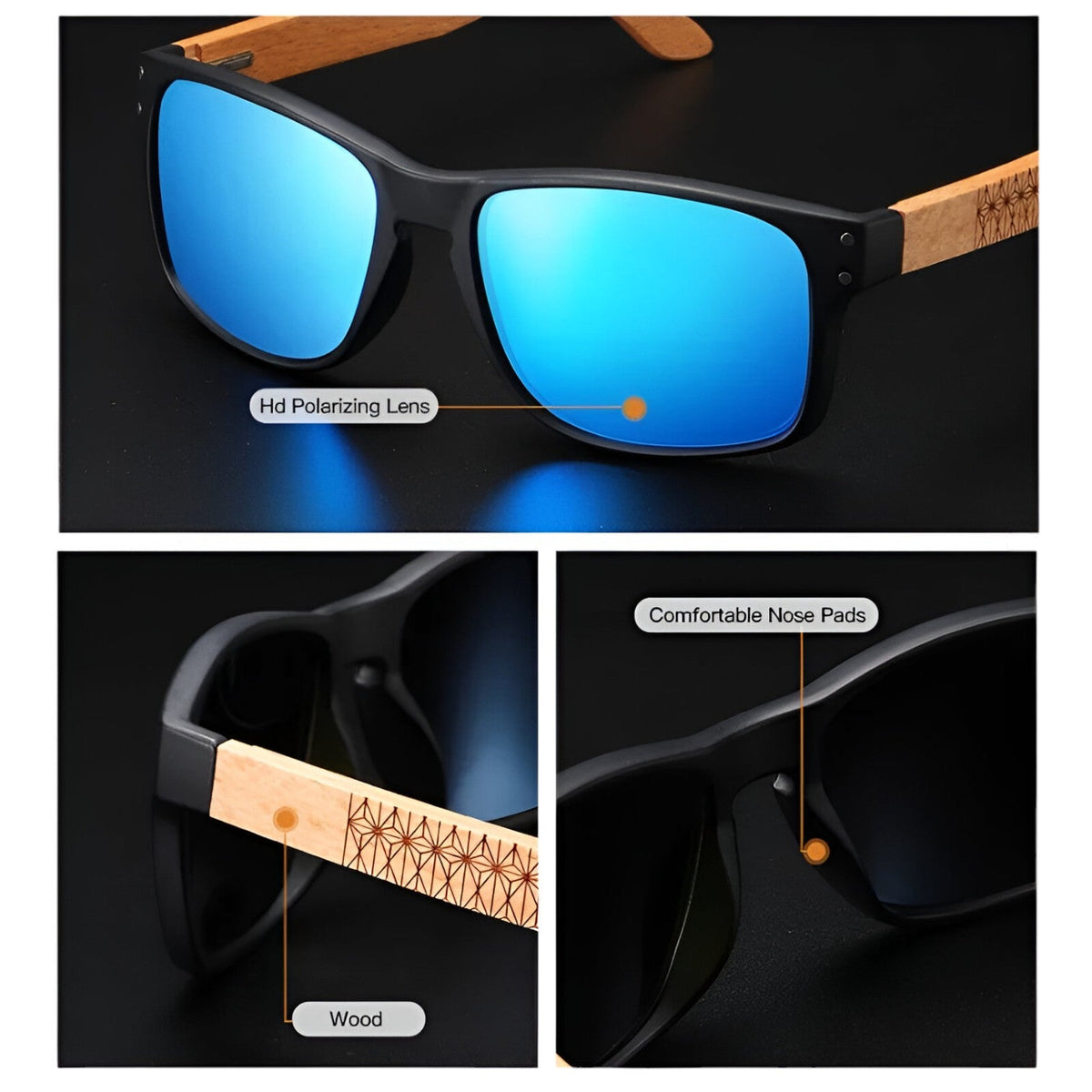 Handmade Beech Wood Sunglasses with Polarised Lenses