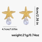 Starfish Shell-Shaped Earrings in Silver or Gold Finish