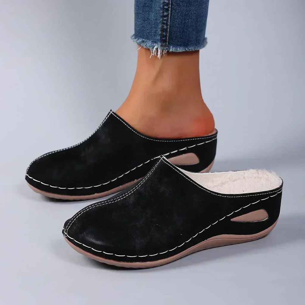 Lined Slip-On Sandals with Slip-Resistant Sole