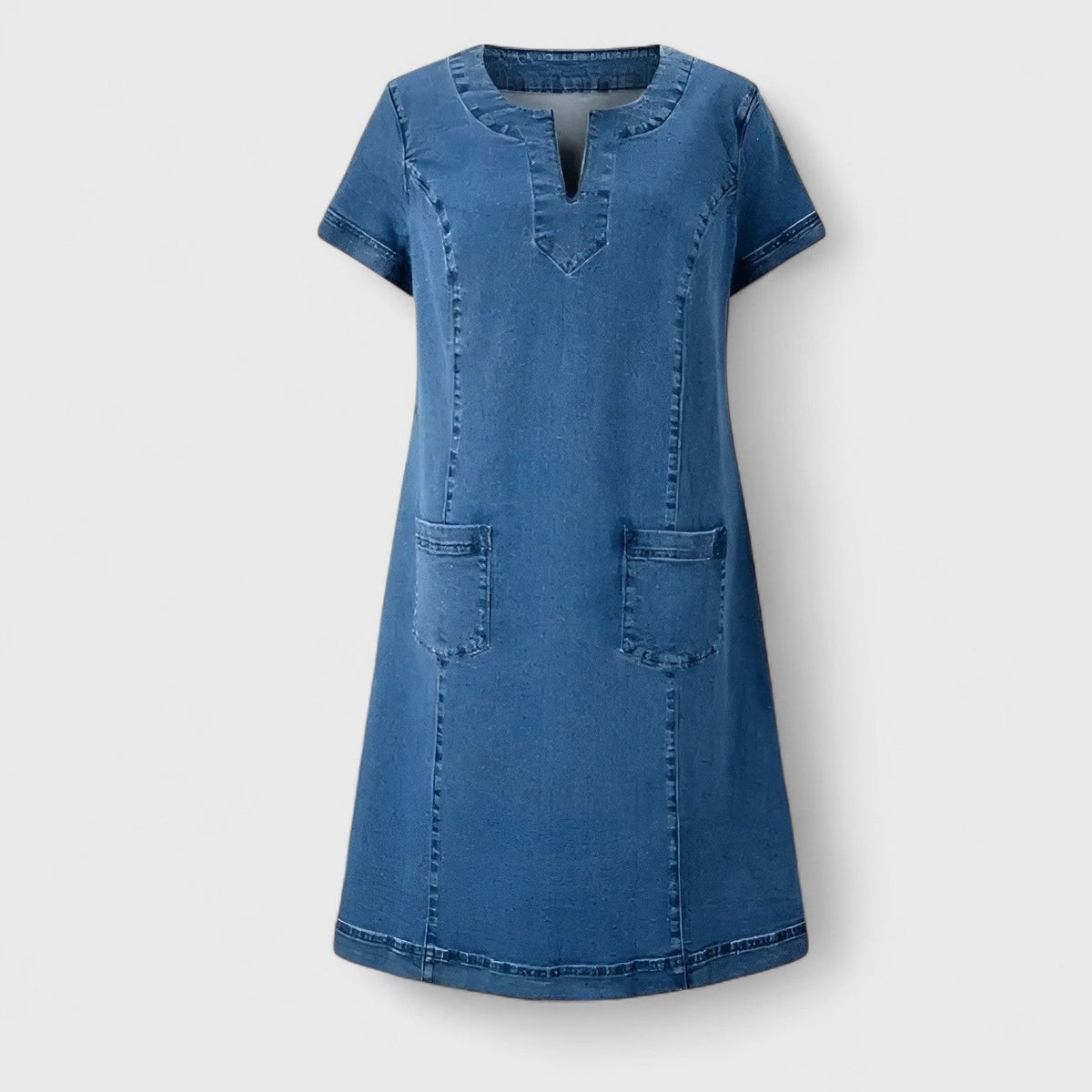 Soft Denim Dress with Pockets and Relaxed Elegance