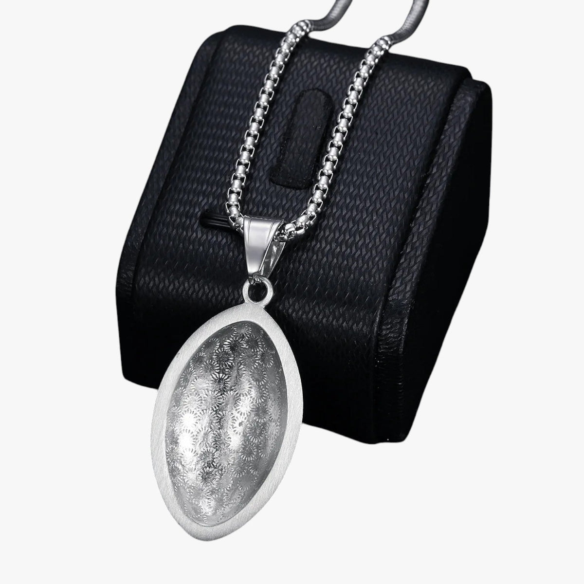 Stainless Steel Necklace with Crystal-Set Pendant