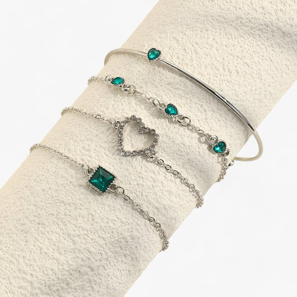 Gold-Tone Bracelet with Emerald and Zirconia Charm