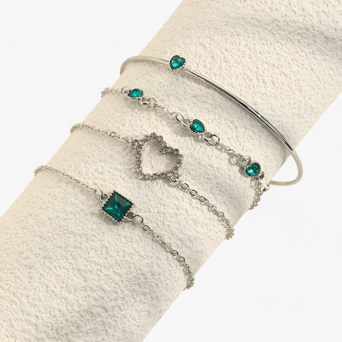 Gold-Tone Bracelet with Emerald and Zirconia Charm