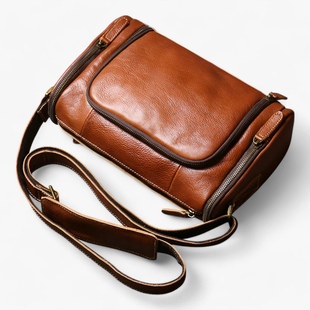 Vintage Structured Shoulder Bag with Multiple Compartments