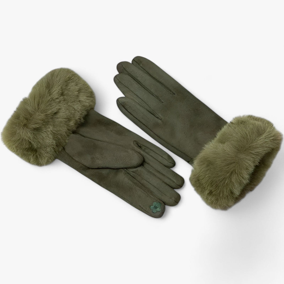 Guantes táctiles de aspecto ante con forro de terciopelo