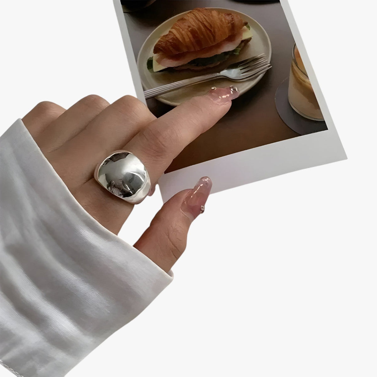 Adjustable Silver-Tone Ring with a Minimalist Design