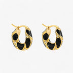 Pendientes de aro vintage de esmalte con acabado resistente para el día a día