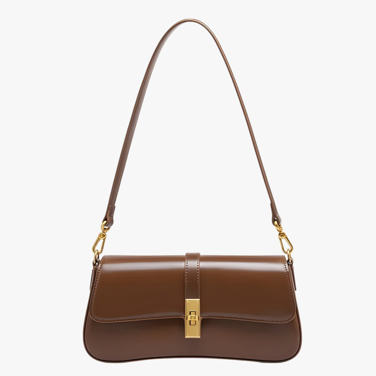 Faux Leather Baguette Bag with Adjustable Strap