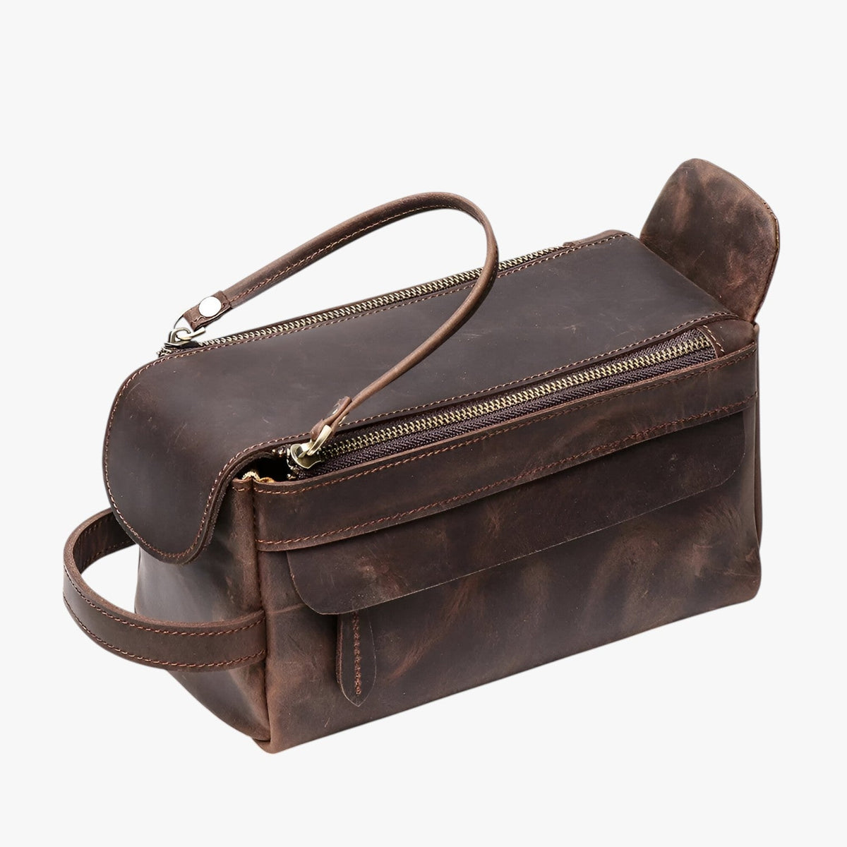 Faux Leather Toiletry Bag with Water-Resistant Interior