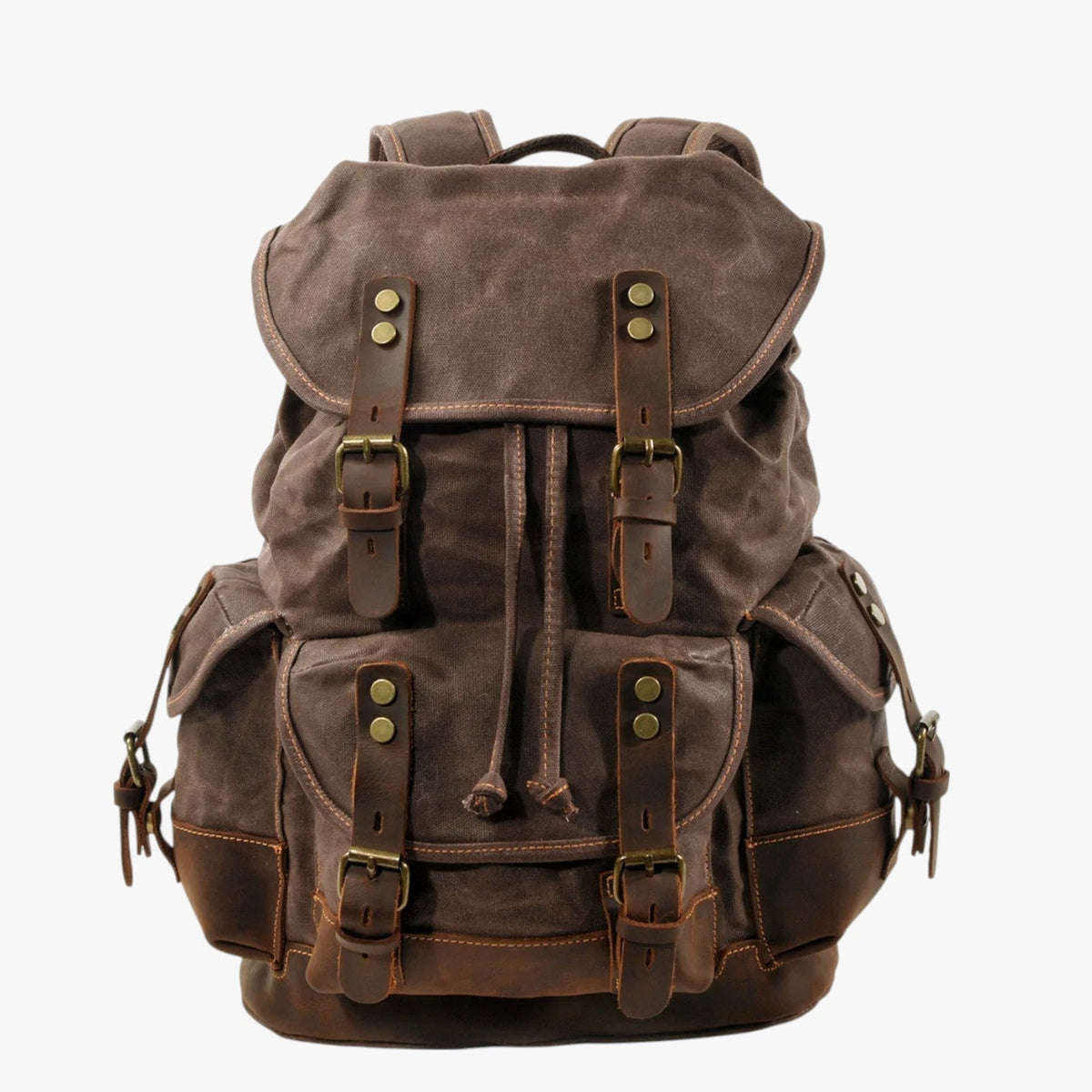 Canvas and Faux Leather Hiking Backpack with Padded Straps