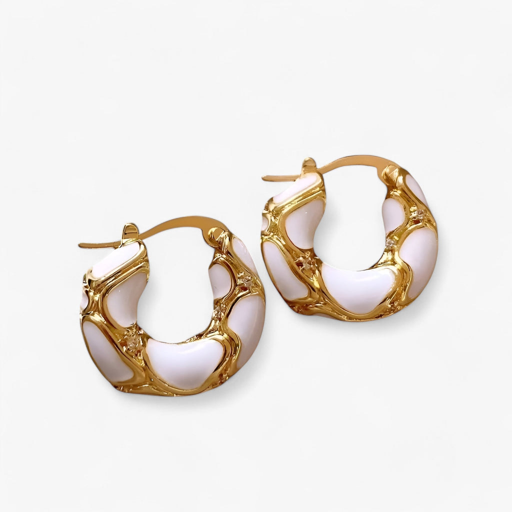 Pendientes de aro vintage de esmalte con acabado resistente para el día a día