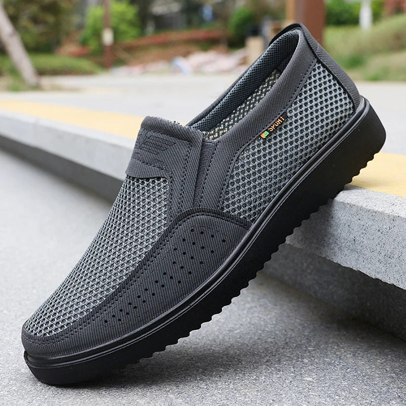 Men's Slip-On Mesh Shoes with Elastic Side Inserts