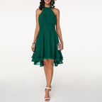 Vestido midi con volantes y silueta fluida y femenina