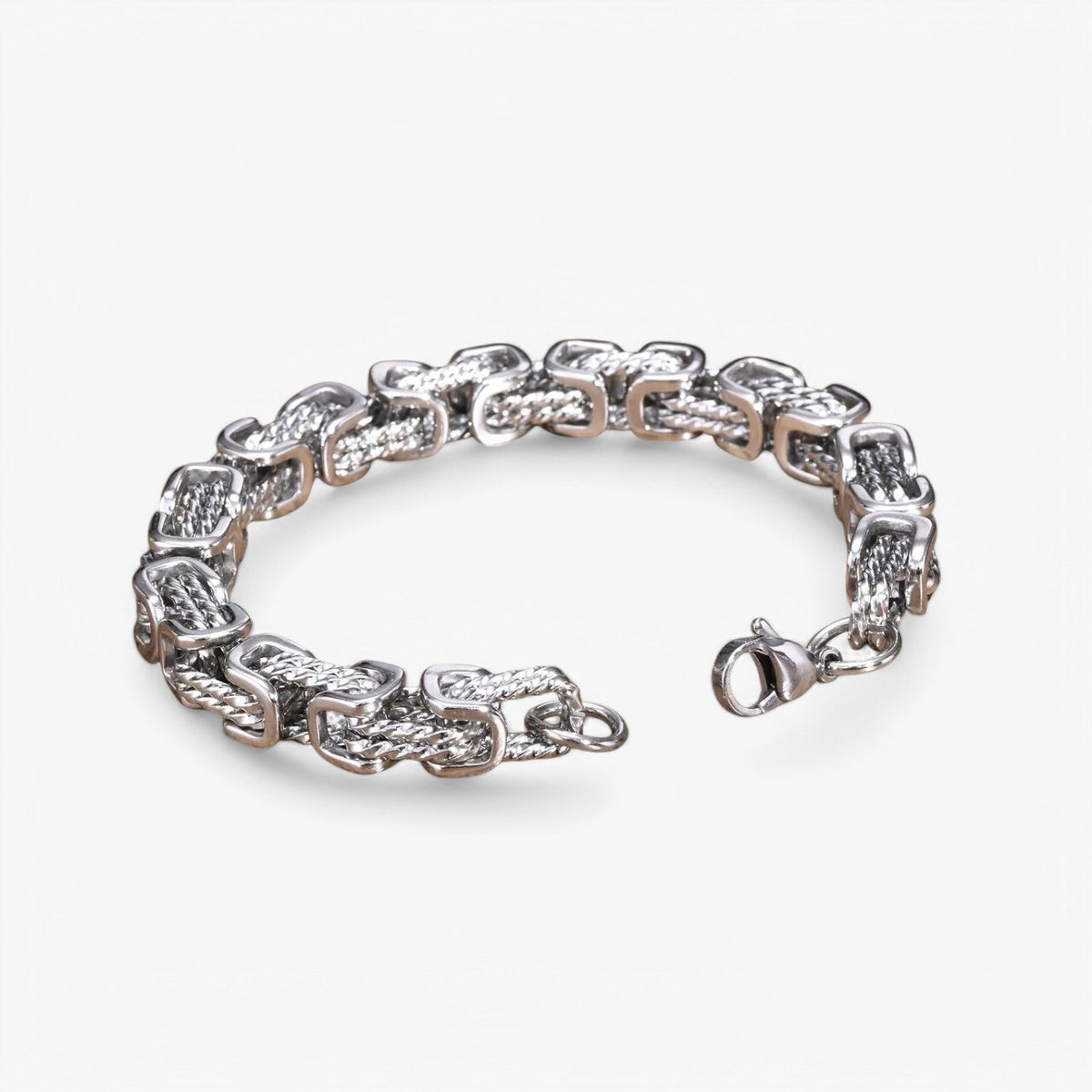 Men's Chunky Byzantine Link Bracelet in Stainless Steel