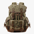 Canvas and Faux Leather Hiking Backpack with Padded Straps