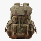 Canvas and Faux Leather Hiking Backpack with Padded Straps