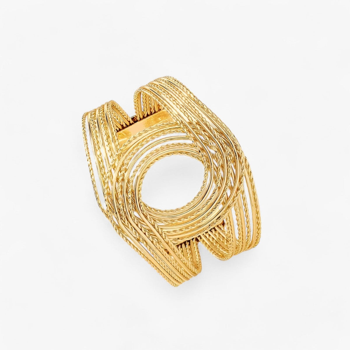Double-Engraved Metal Bangle Bracelet, Bold Style